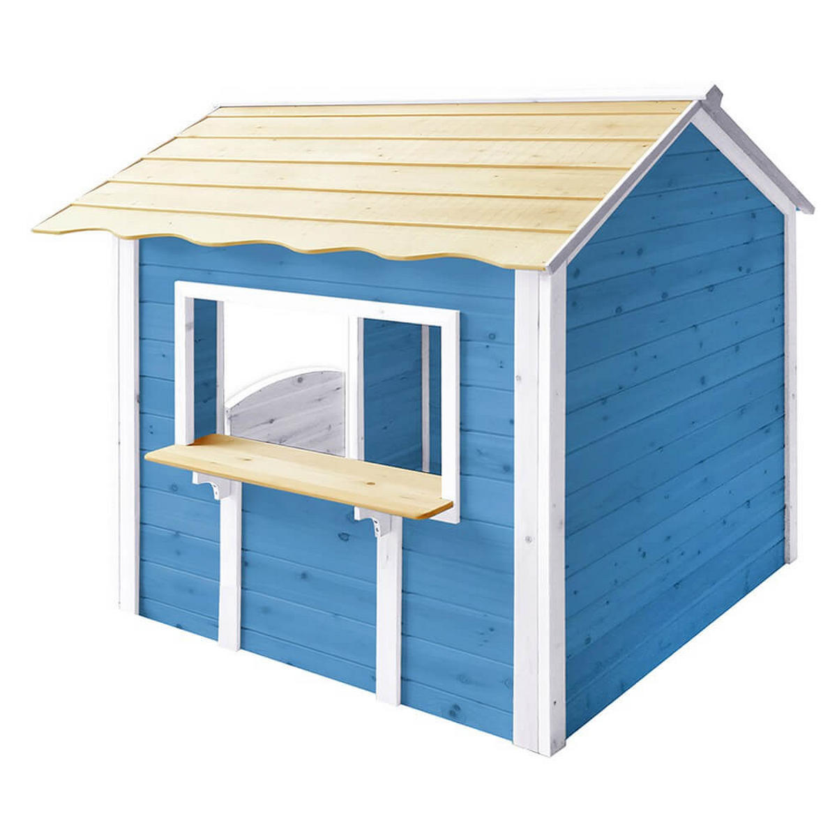 SPIELHAUS DER GROSSE PALAST - Farbe: Blau, Ausstattung: Ohne Bank - Blau, Holz (101/128/106cm) - Home Deluxe