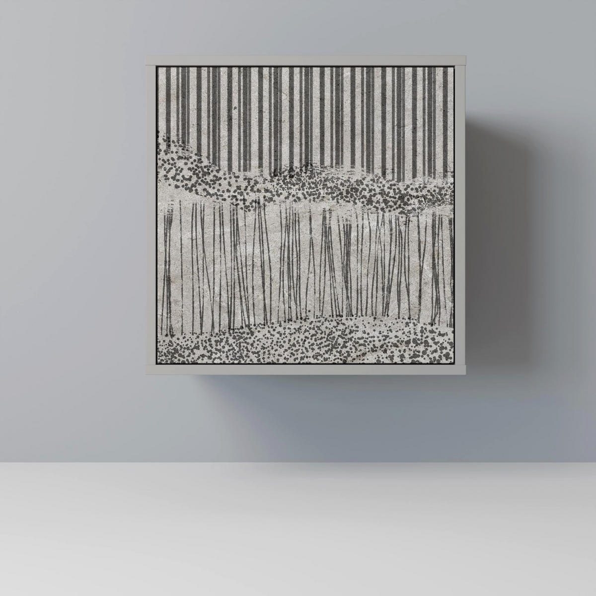 SIDEBOARD GRAIN LINES, Grau, 57,5x42x77,5 cm, Schräge Buchenholzfüße - Buchefarben/Multicolor, Holzwerkstoff/Buchenholz (57.5/77.5/42cm) - SpaceRebels