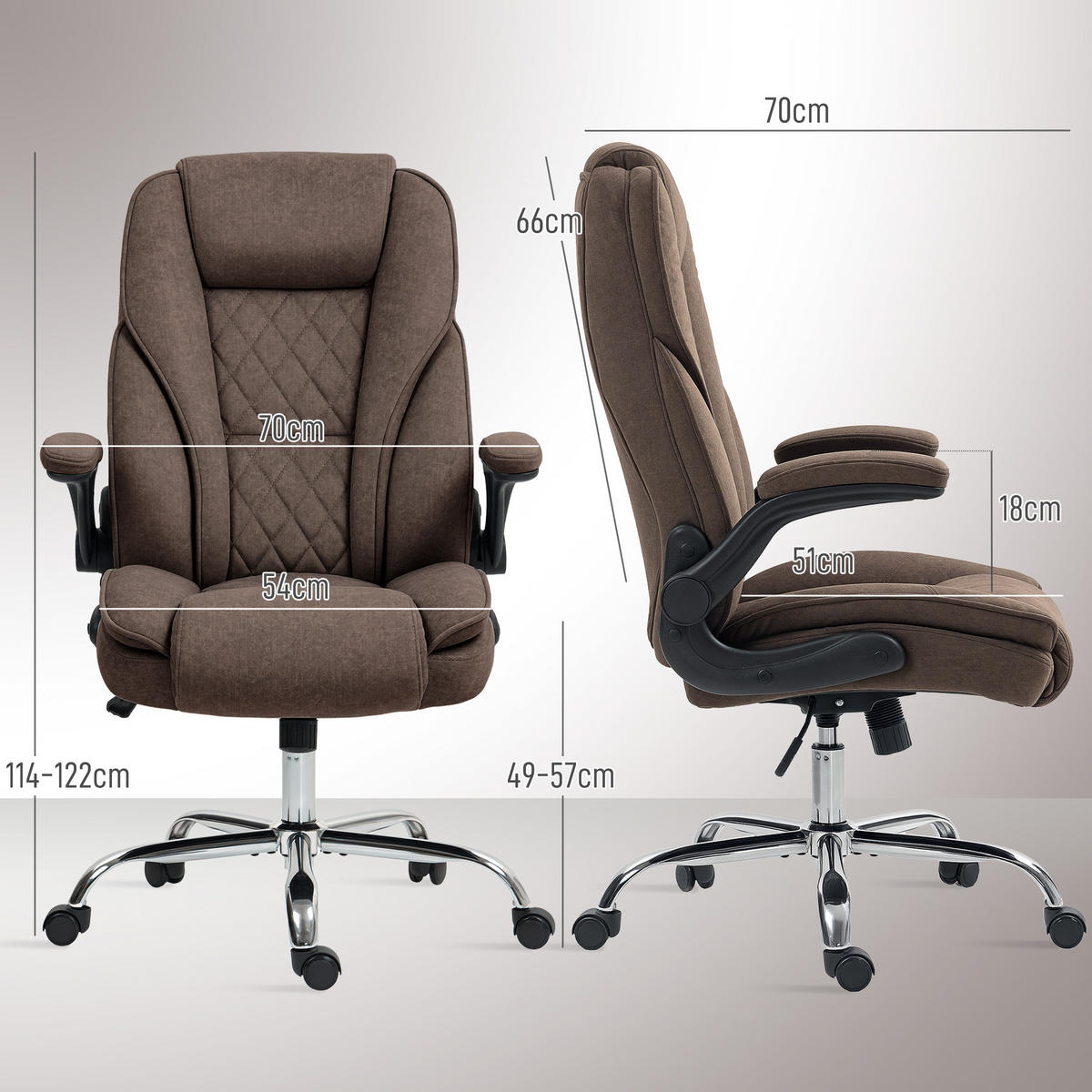 DREHSTUHL DE-11752 70/70/114-122 cm Braun - Braun, Textil (70/122/70cm) - ComfortXL