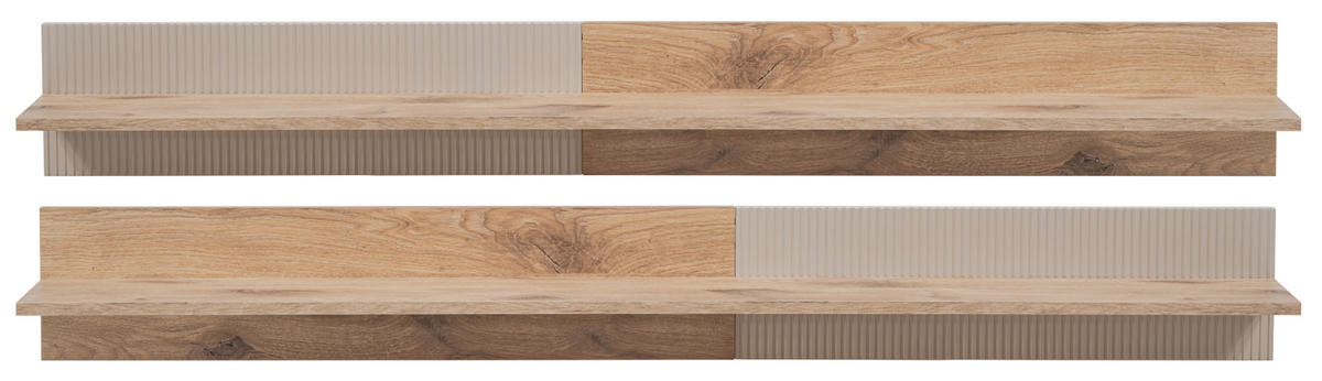 WANDBOARD Eiche Viking, Kaschmir 160 cm, Wandregal mit gefrästen Rillen - Kaschmir/Eichefarben, Holzwerkstoff (160/20/25cm) - Inn.Furn