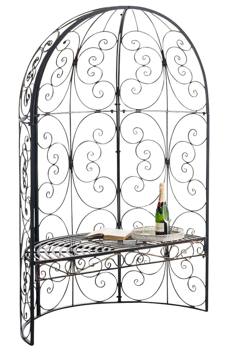 HALBPAVILLON mit Sitzbank Boston Metall Bronze Gartenbank - Bronzefarben, Metall (120/178/58cm) - DELUKE