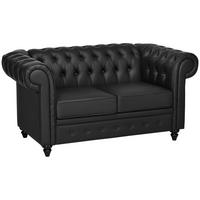 SOFA, 2-Sitzer, Chesterfield, PU-Leder, abnehmbares Kissen, schwarz, 160x84x80cm - Multicolor, Holzwerkstoff (160/80/84cm) - FORIOUS