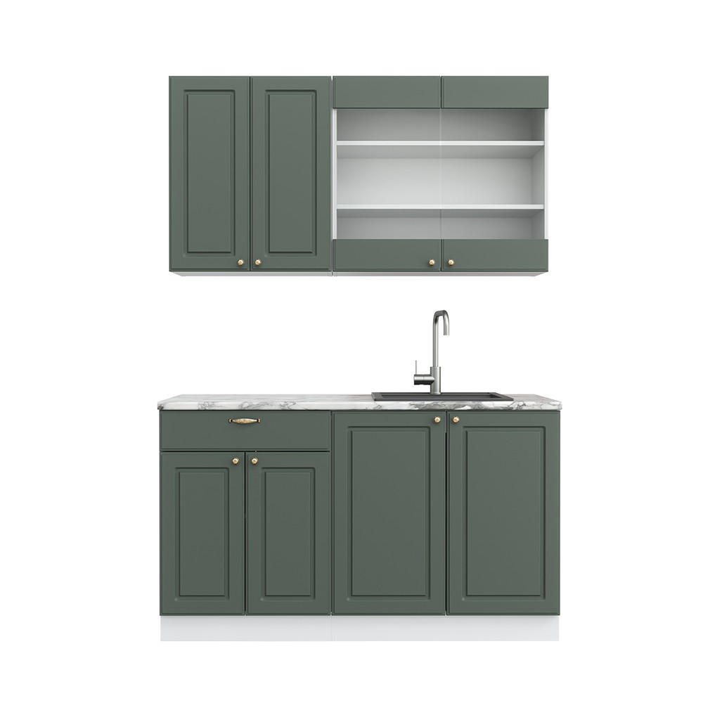 BUCĂTĂRIE SIMPLĂ Fame-Line Casă de țară verde-aurie/alb 140 cm fara blat
