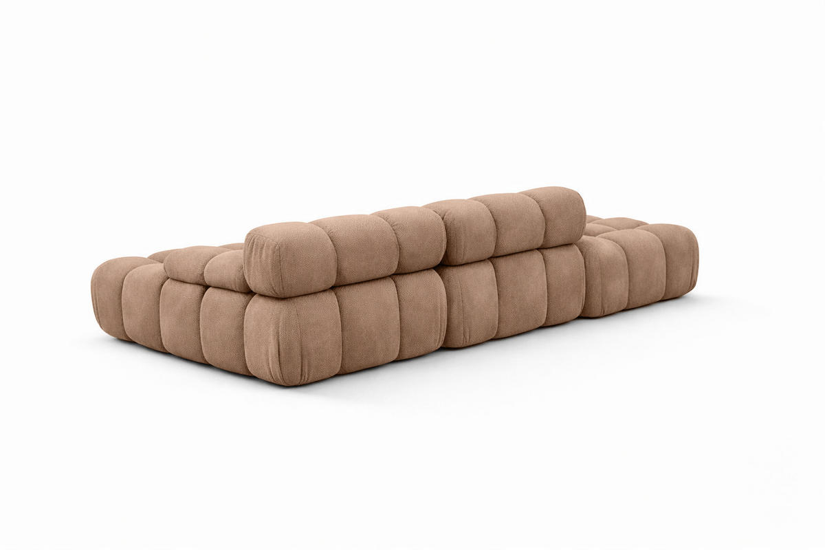 ECKSOFA L-Form Modular Mit Hocker, Veloursstoff Salvador, Dunkelbeige, Links, Selia - Beige, Holz (285/160cm) - Kaiser Möbel