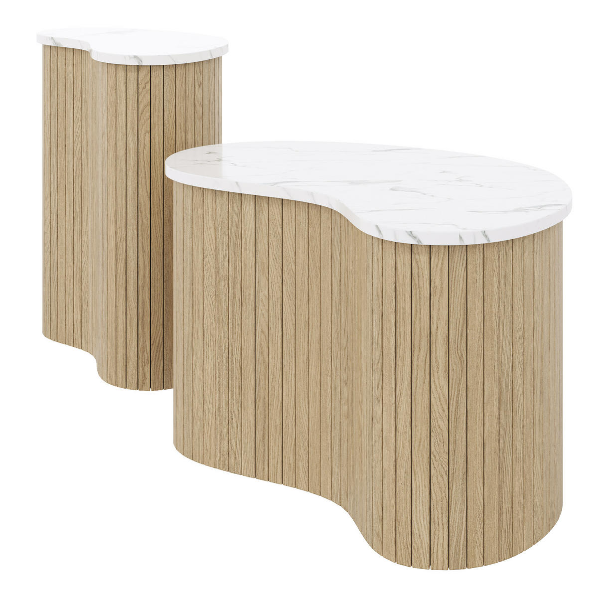 COUCHTISCH DE-030 NordCurve 2-tlg. White - Weiß, Holzwerkstoff (37/60/38cm) - ComfortXL