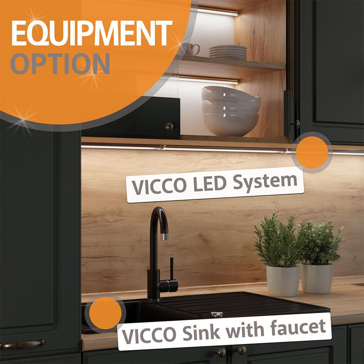 KÜCHENBLOCK R-Line Edelgrau/Weiß 180 cm ohne AP - Braun/Weiß, Holzwerkstoff (180/81.6/46cm) - Vicco