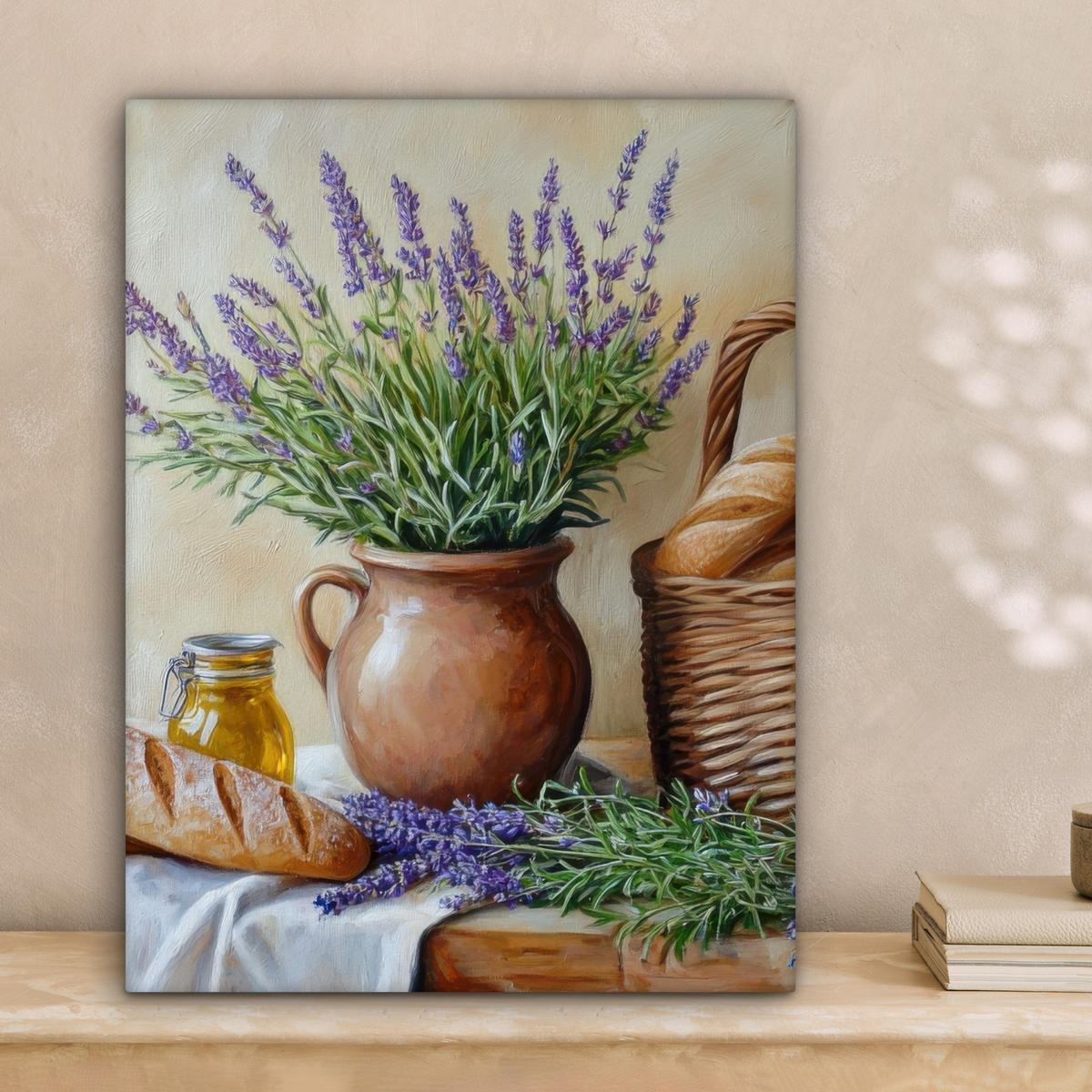 LEINWANDBILD Lavendel - Brot - Stilleben Room Decor 30x40 cm - Flieder, Textil (30/40cm) - MuchoWow