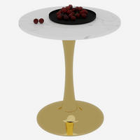 COUCHTISCH in Weiß und Gold Wohnzimmertisch mit einer runden Marmor-Tischplatte für Wohnzimmer, B70/T70/H72 cm - Goldfarben/Weiß, Stein/Metall (70/70/72cm) - STILVORA