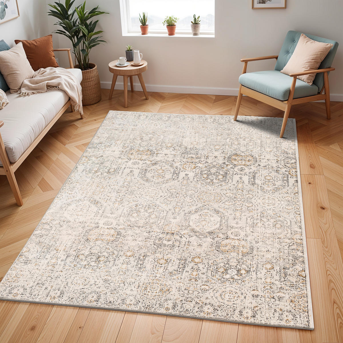 VINTAGE-TEPPICH 160/220 cm Beige - Beige, Naturmaterialien/Textil (160/220cm) - LIVABLISS