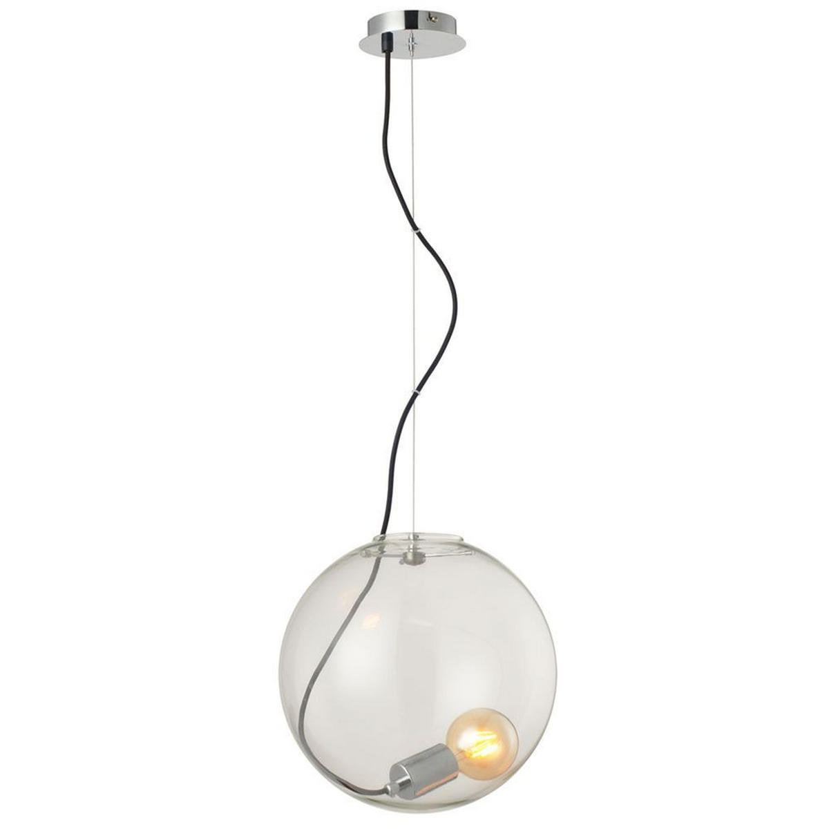 GALERIELAMPE Sphere 5m Abhängung Schwarz/Rauch Ø 30cm - Schwarz, Glas (30/30/30cm) - s.luce