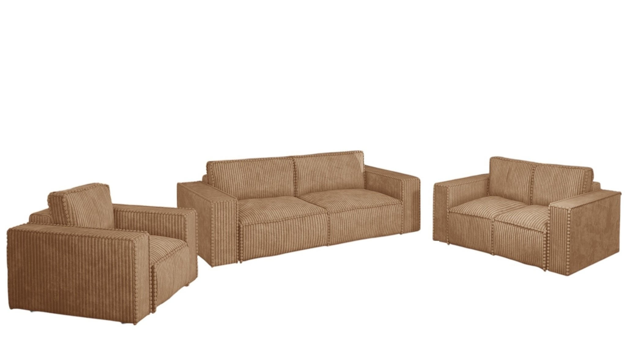 SOFASET Vajana 3-2-1 - Rotbraun, Holzwerkstoff/Textil (240/86/102cm) - Fun Möbel