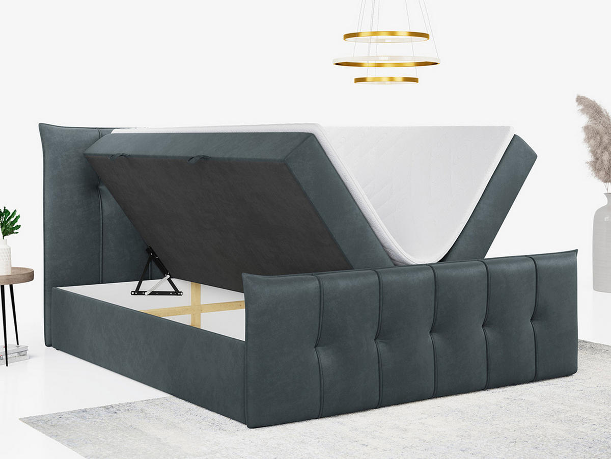 BOXBETT PREMIUM 11 160/200 Dunkelgrau Velvet - H4 - Dunkelgrau, Holz/Textil (160/200cm) - MKS