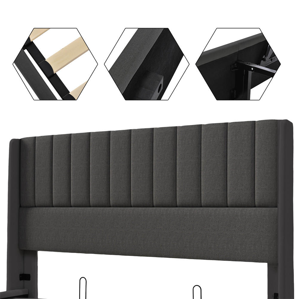 POLSTERBETT 180/200 cm in Grau Leinen - Grau, Holz/Textil (180/200cm) - KOMHTOM