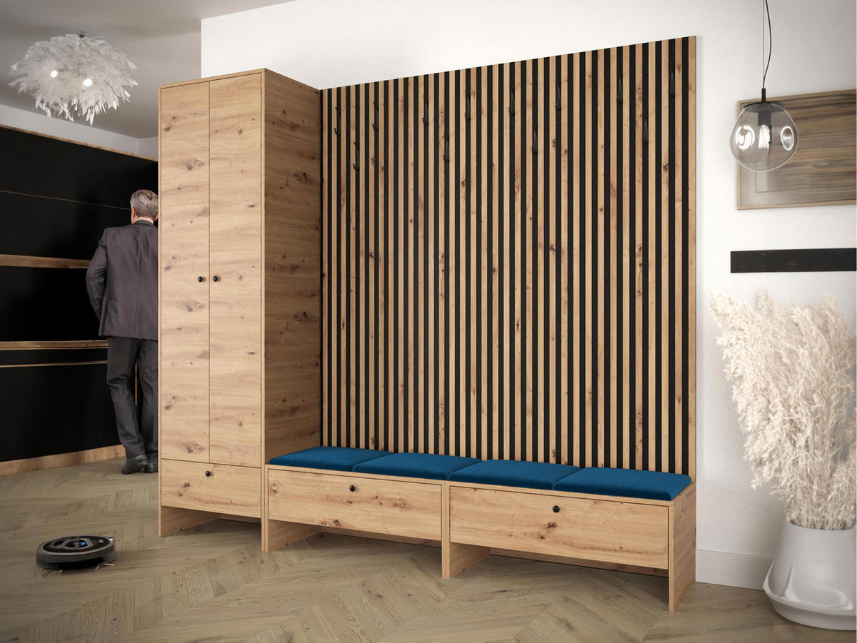 GARDEROBE Balma VI - Blau, Holzwerkstoff (230/206/44cm) - MIRJAN24