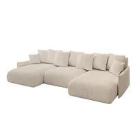 WOHNLANDSCHAFT mit Schlaffunktion und Bettkasten ONESK-U-v1 304x165x40 Beige Cord - Beige, Holzwerkstoff/Kunststoff (304/90/165cm) - ALTDECOR