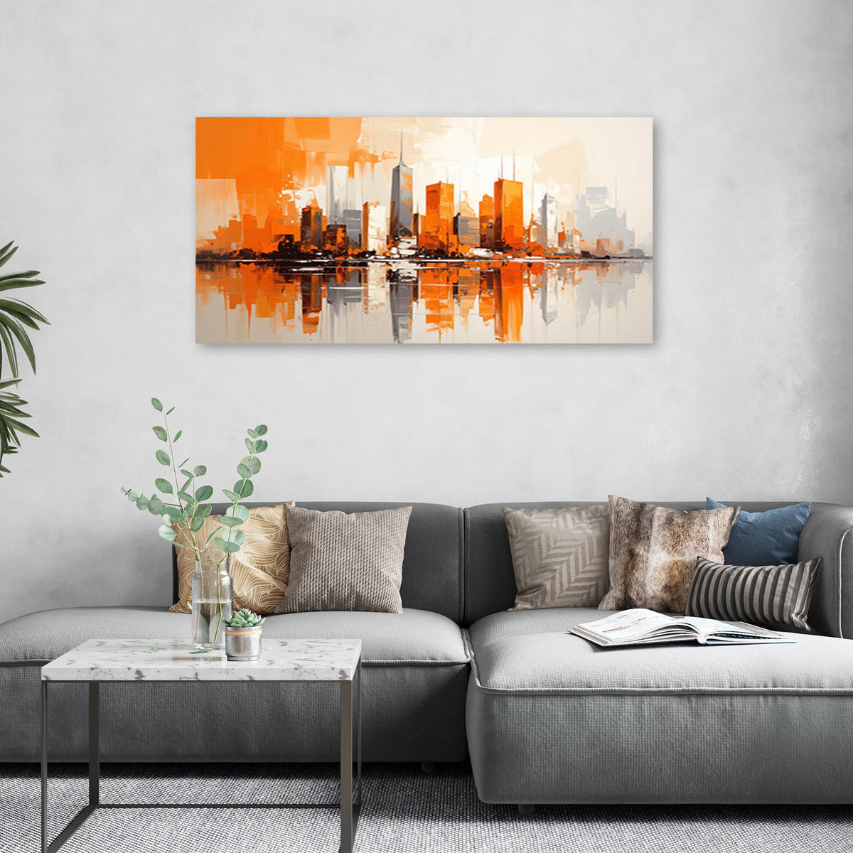 LEINWANDBILD Städte & Architektur 100x50cm - Orange, Textil (100/50cm) - Feeby