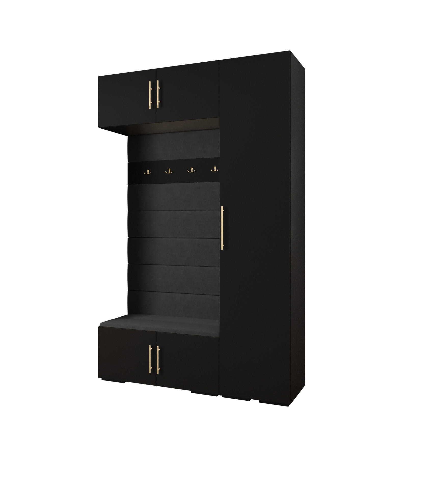 Abiks Möbel Garderoben-Set Schwarz, Schwarz, Gold 150x236.7x47 cm