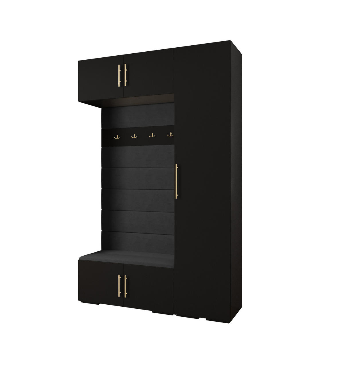 GARDEROBEN-SET 236,7/150/47 - Goldfarben/Schwarz, Holz/Metall (150/236.7/47cm) - Abiks Möbel