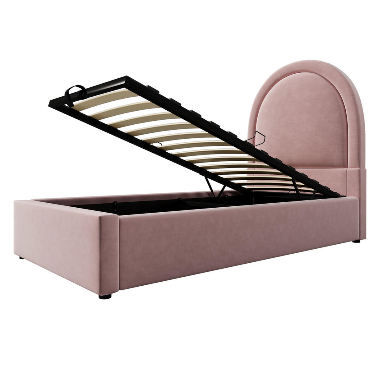 KINDERBETT 90x190cm Einzelbett Samt Rosa - Pink, Holz (90/190cm) - FLIEKS