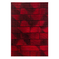 TEPPICH Kurzflor Geometrisch Polypropylen Wohnzimmer Rot Läufer 80x250 - Rot, Textil (80/250cm) - KADIMA DESIGN