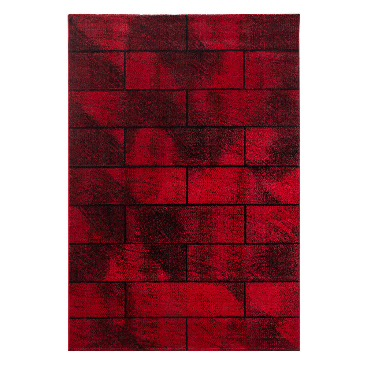 TEPPICH Kurzflor Geometrisch Polypropylen Wohnzimmer Rot Läufer 80x250 - Rot, Textil (80/250cm) - KADIMA DESIGN