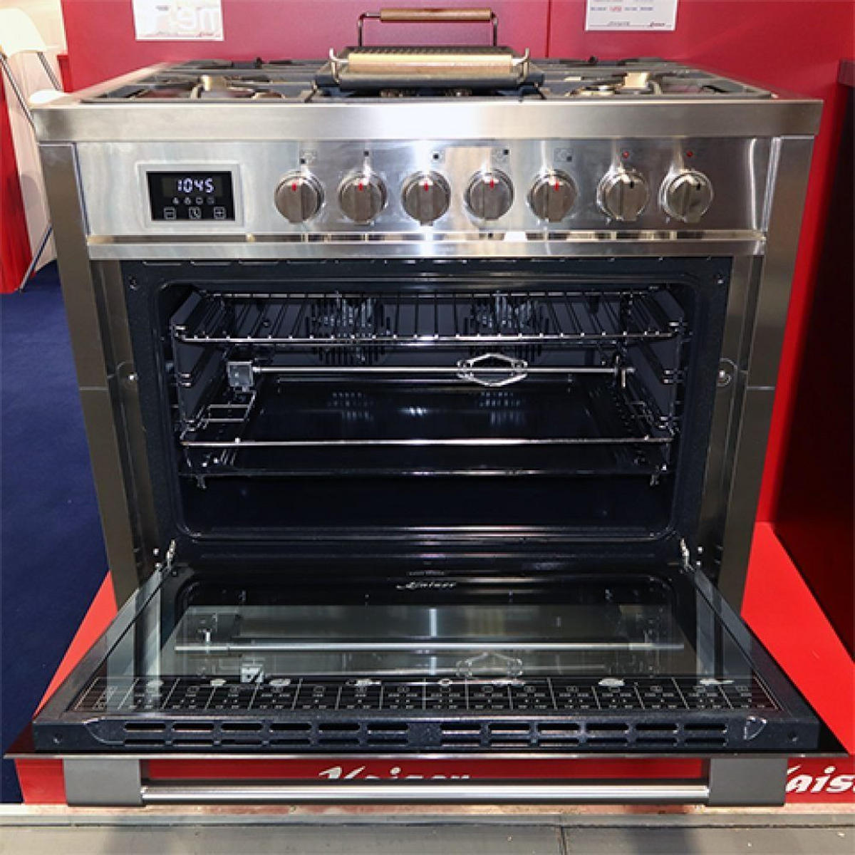 GAS-ELEKTRO-STANDHERD HGE 93505 R Edelstahl 90 cm - Edelstahlfarben, Metall (90/90/60cm) - Kaiser Küchengeräte