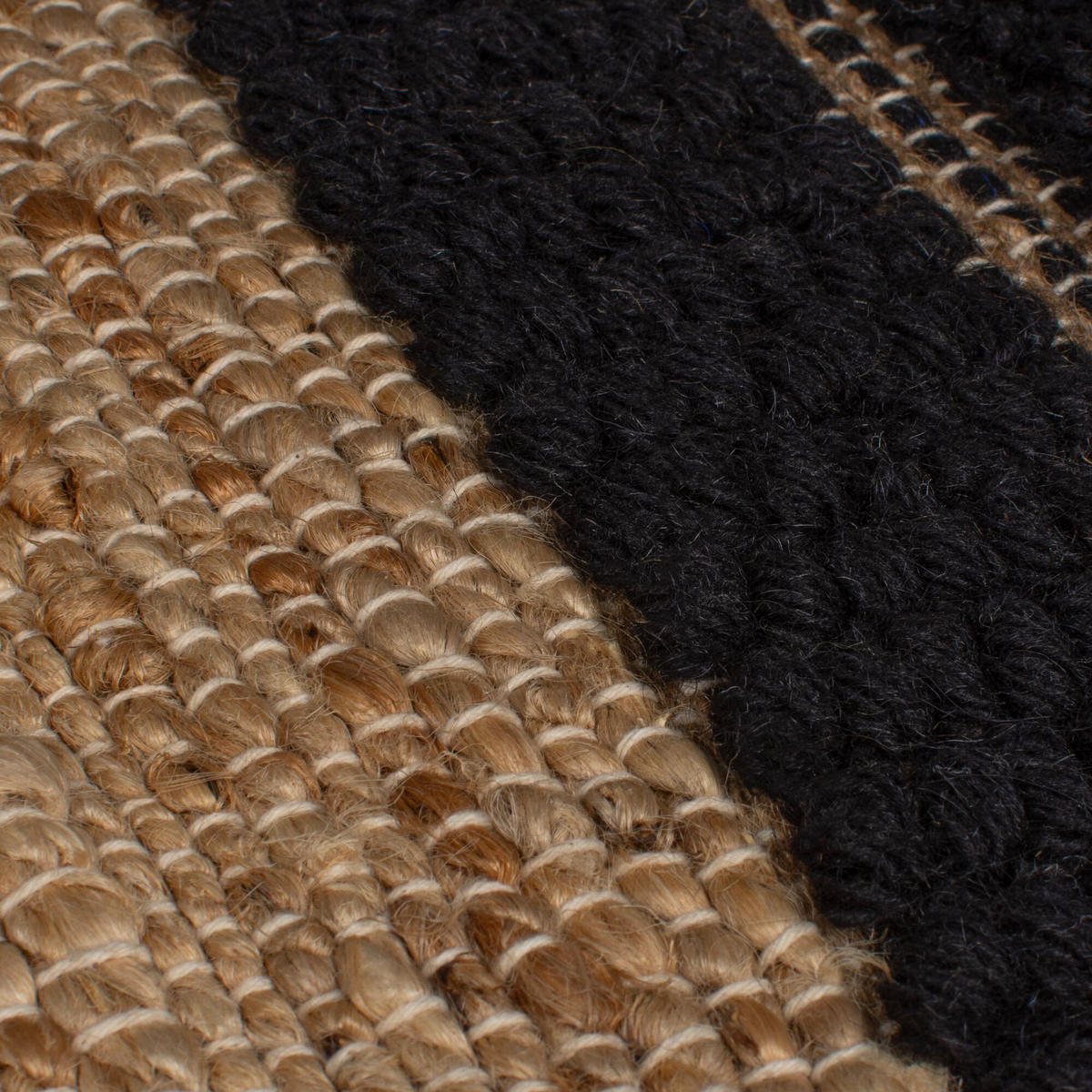 TEPPICH Hoch-Tief Struktur Gestreift, Patchwork-Optik, mit Fransen wendbar, Esszimmer schmutzabweisend Natur-Schwarz Läufer 60x230 - Beige, Textil (60/230cm) - KADIMA DESIGN