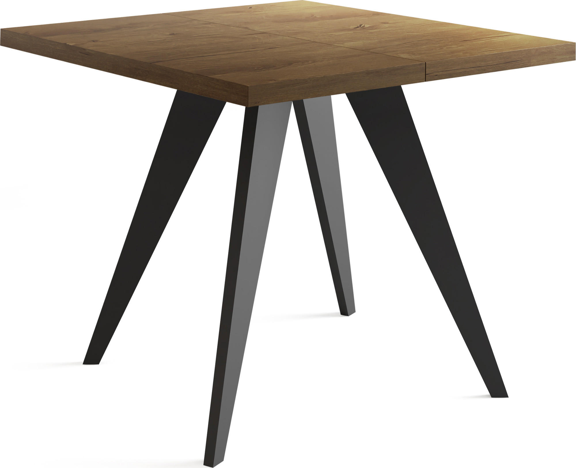 ESSTISCH Quadro quadratischer ausziehbarer, Lefkas Eiche 100-200/100/76 cm - Alteiche/Schwarz, Holz/Holzwerkstoff (100/100/76cm) - WFL GROUP