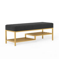 POLSTERBANK STEP 80 cm Gold / Schwarz ,Metallgestell - Schwarz, Metall (80/45/35cm) - Idohome