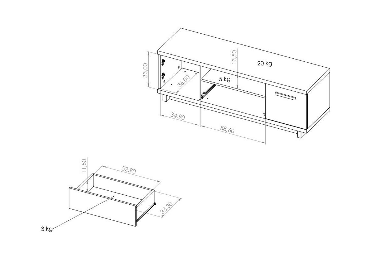 TV-LOWBORAD Zonda 135/46/40 2-türig - Schwarz/Eiche Artisan, Holzwerkstoff/Kunststoff (135/90/40cm) - Ravio