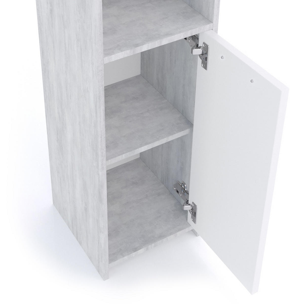 BADMÖBEL-SET Kiko Beton 3 Teile - Weiß/Grau, Holzwerkstoff (58/60/33cm) - Vicco