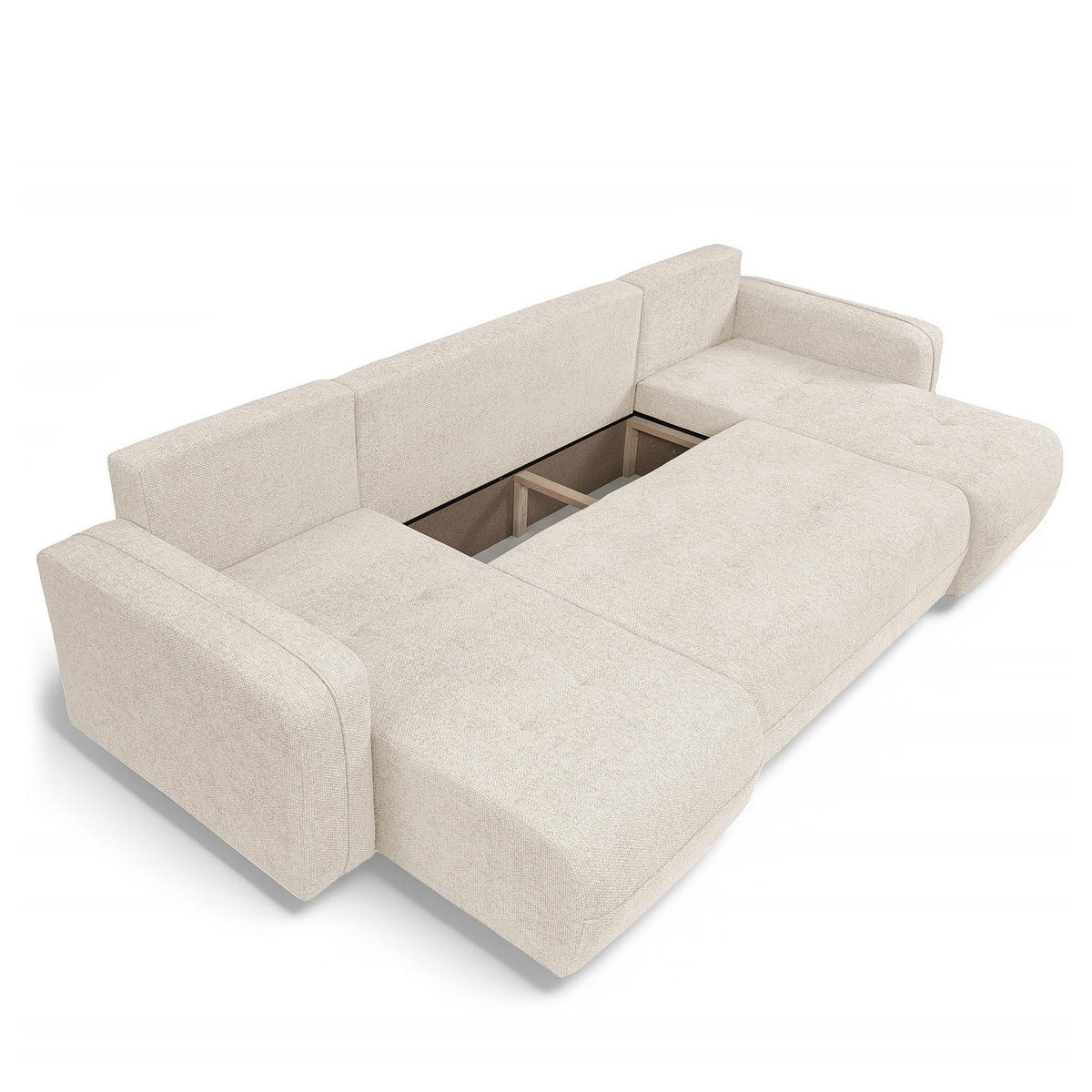 WOHNLANDSCHAFT - Beige/Schwarz, Kunststoff/Textil (312/82/145cm) - home24