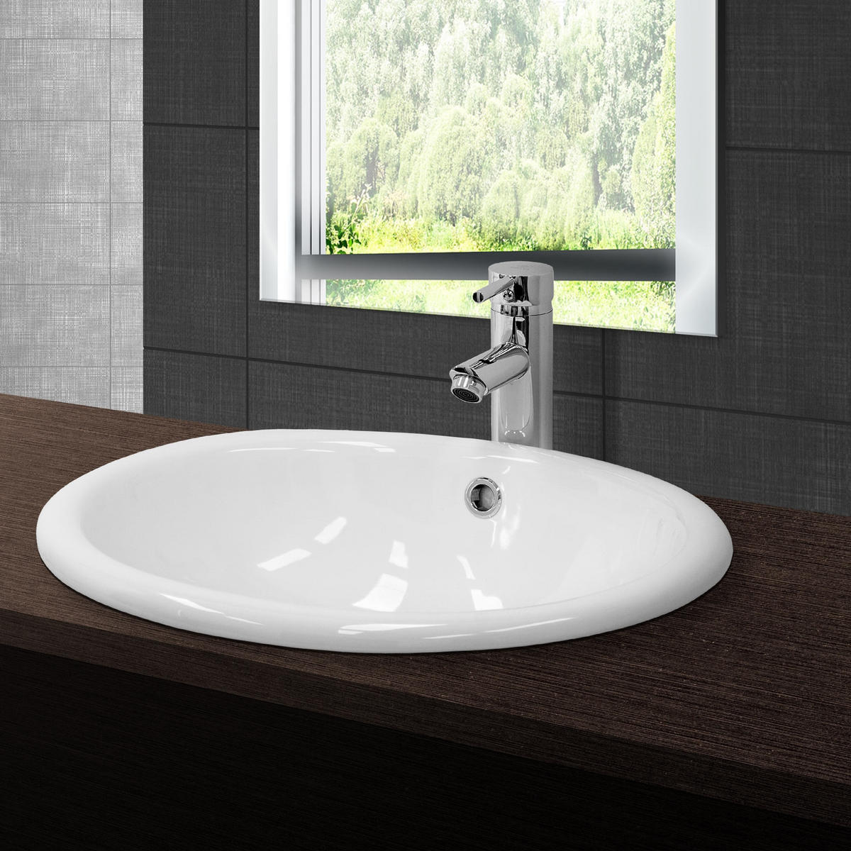 WASCHBECKEN - Weiß, Keramik (42/20/50cm) - ML-DESIGN