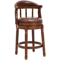 BARHOCKER 1er-Set Braun mit Echtleder und Rückenlehne - Braun, Holz (54.8/96/54.8cm) - PANGIVO