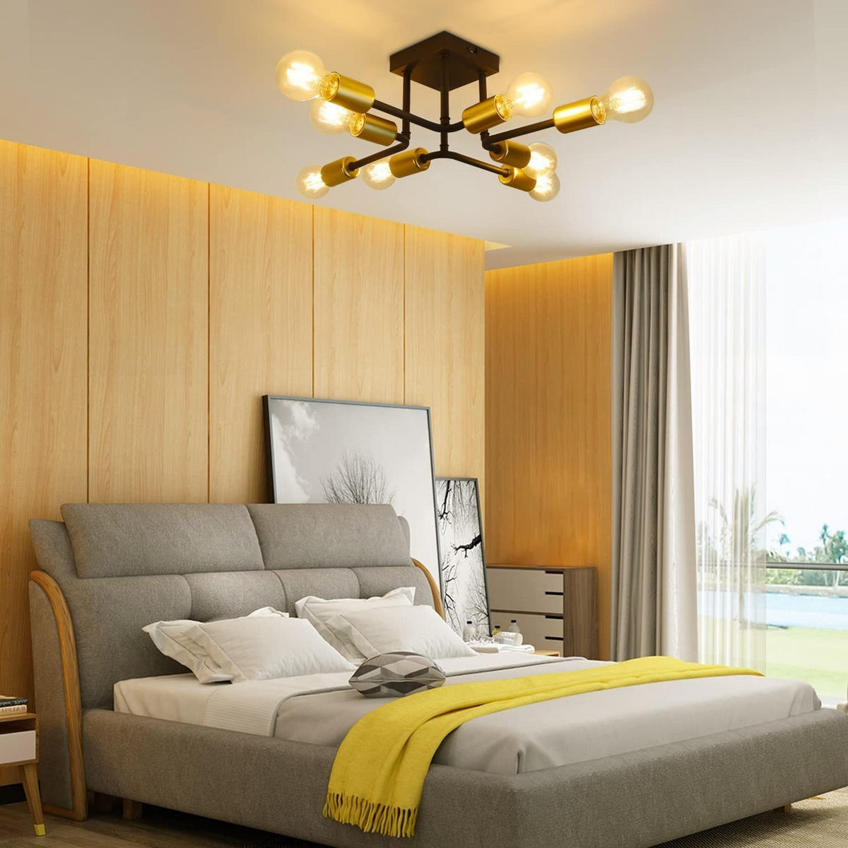 DECKENLEUCHTE Bryzane 48/16/48.5 cm - Schwarz, Metall (48.5/48/16cm) - ZMH