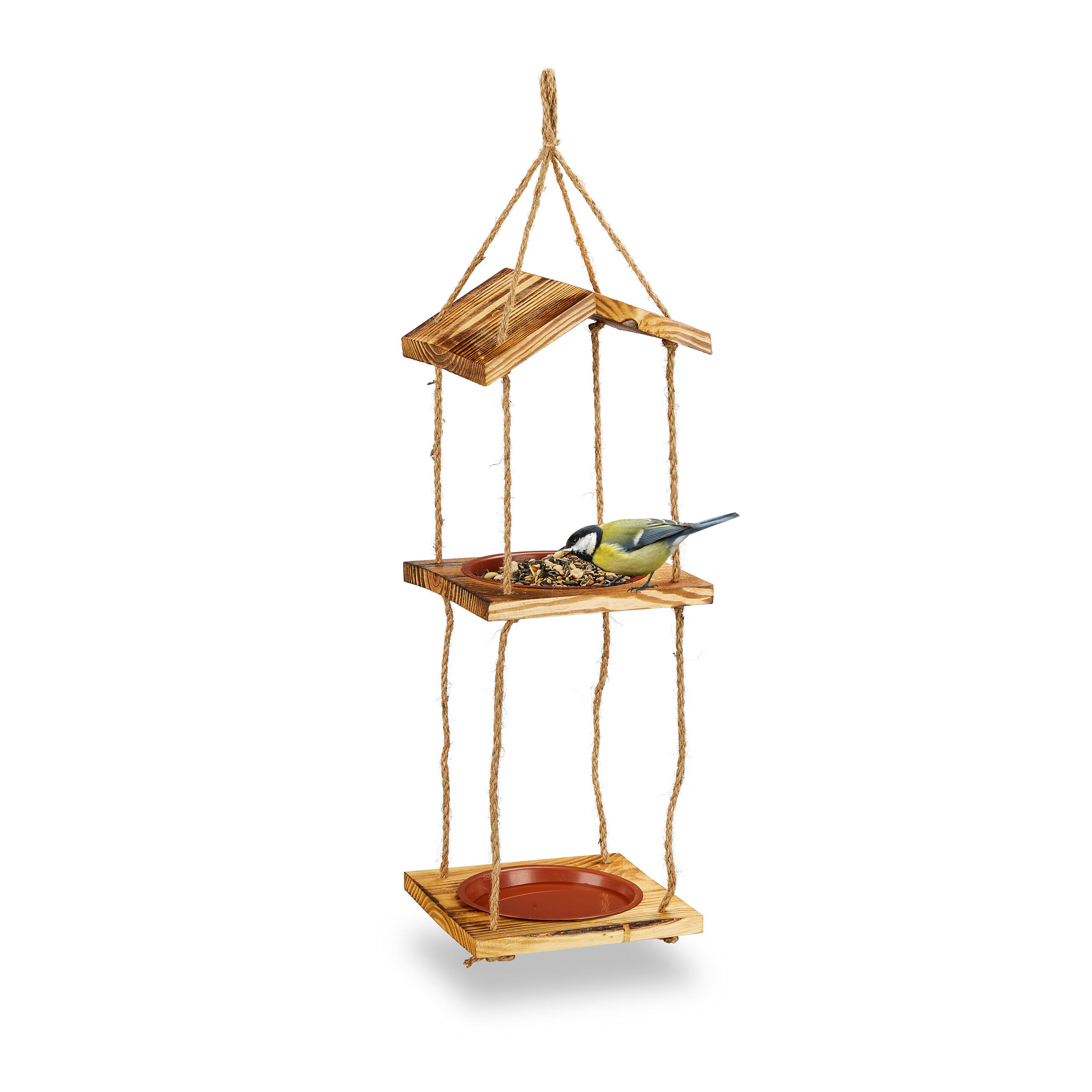 VOGELFUTTERHAUS - Hellbraun, Holz/Kunststoff (20/73/20cm) - Relaxdays