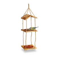 VOGELFUTTERHAUS - Hellbraun, Holz/Kunststoff (20/73/20cm) - Relaxdays