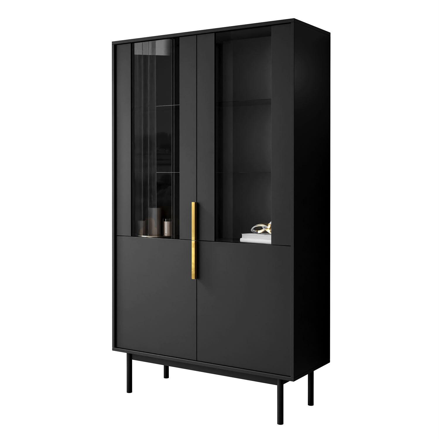 VITRINE MIRACLE mit Glasfront Schwarz - Schwarz, Holzwerkstoff (104/180/39cm) - Lookway