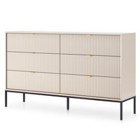 SIDEBOARD STELLARE 154/91/39cm mit 6 Schubladen Kaschmir - Kaschmir/Goldfarben, Holzwerkstoff (154/91/39cm) - MASSENO