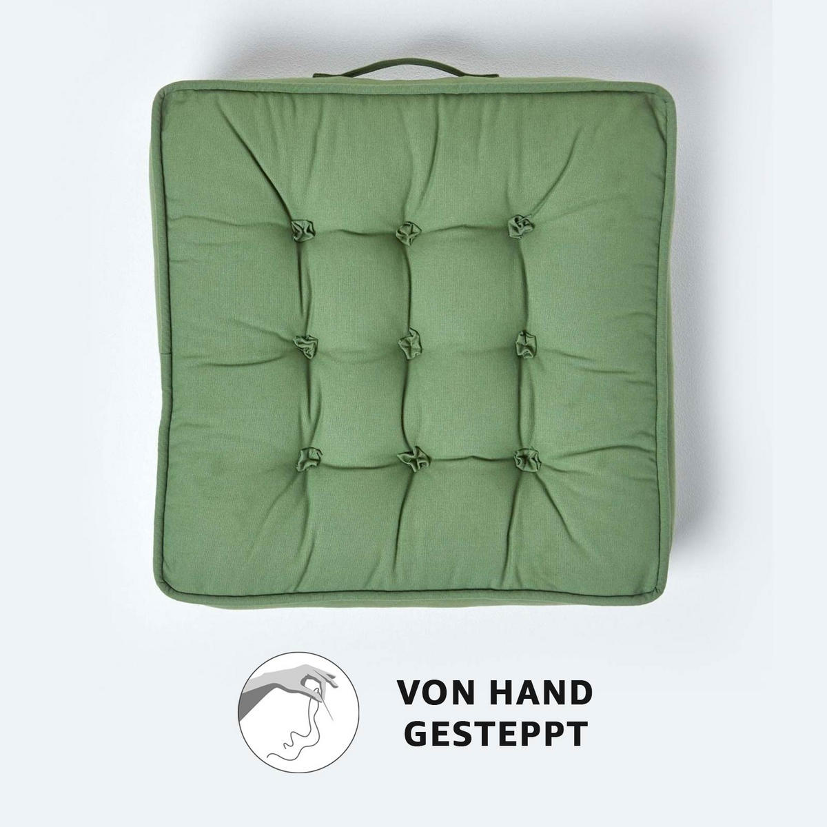 SITZKISSEN grün 50/50/10 cm – Sesselkissen, Baumwolle - Grün, Textil (50/50/10cm) - Homescapes