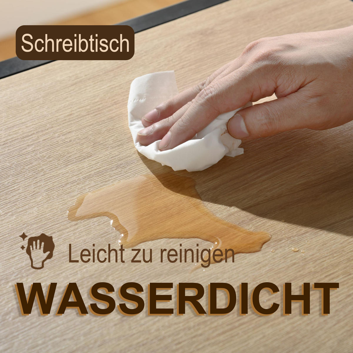 ESSTISCH SET dunkles Holz und Braun - Braun, Holzwerkstoff/Metall (120/75/80cm) - Urban Meuble