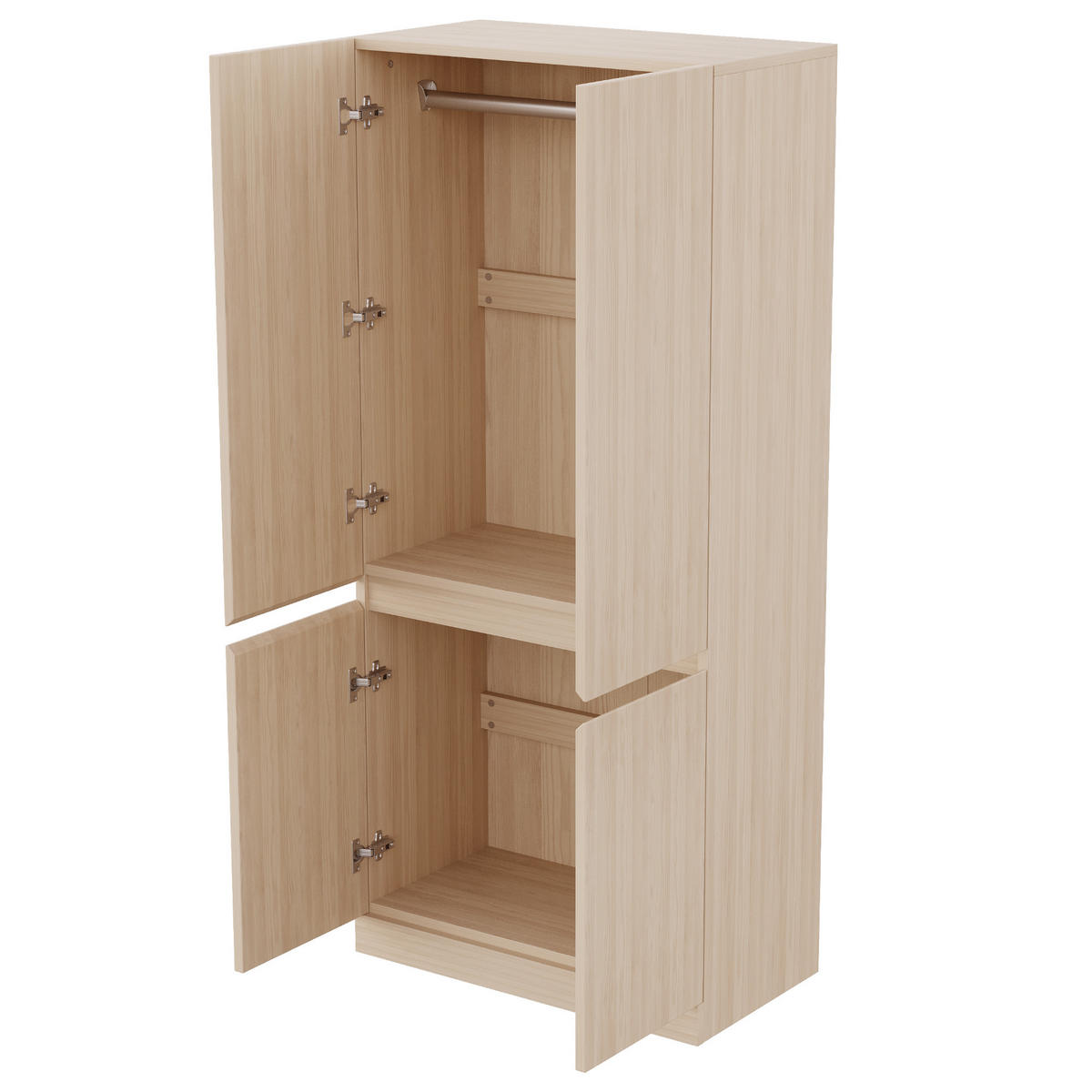KLEIDERSCHRANK 70/40/170 cm mit 2 Drehtüren in Holzfarbe - Naturfarben, Holz (70/170/40cm) - BEAOK