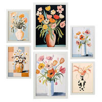 POSTER Set Mit 6 Blumenvasen A3 & A4 Weißer Rahmen - Weiß, Papier (29/3cm) - Nacnic