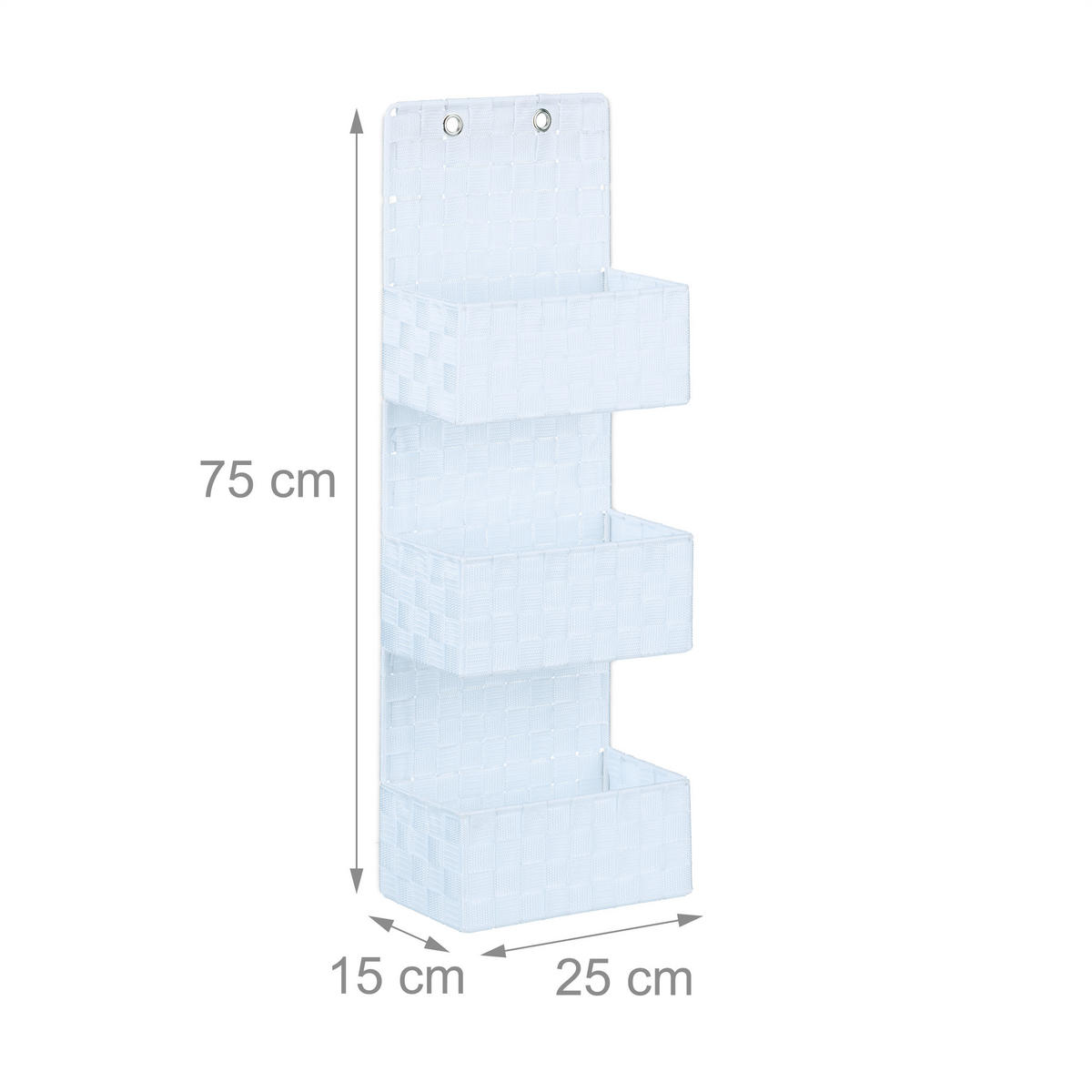 HÄNGEORGANIZER - Weiß, Kunststoff/Metall (25/75/15cm) - Relaxdays