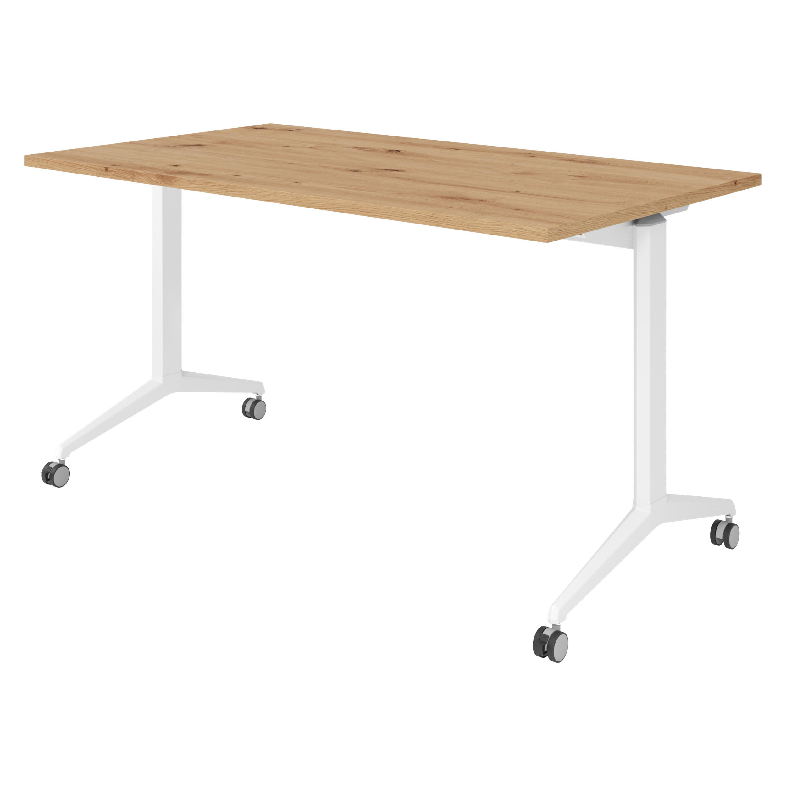 bümö Seminartisch Wildeiche, Weiß 140x75x80 cm