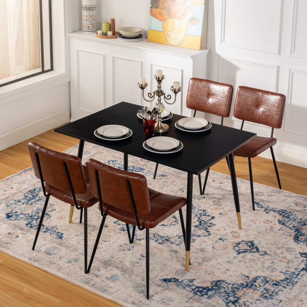ESSTISCH ausziehbar für 4–6 Personen Schwarz - Schwarz, Metall (160/80/75cm) - Meubles Cosy