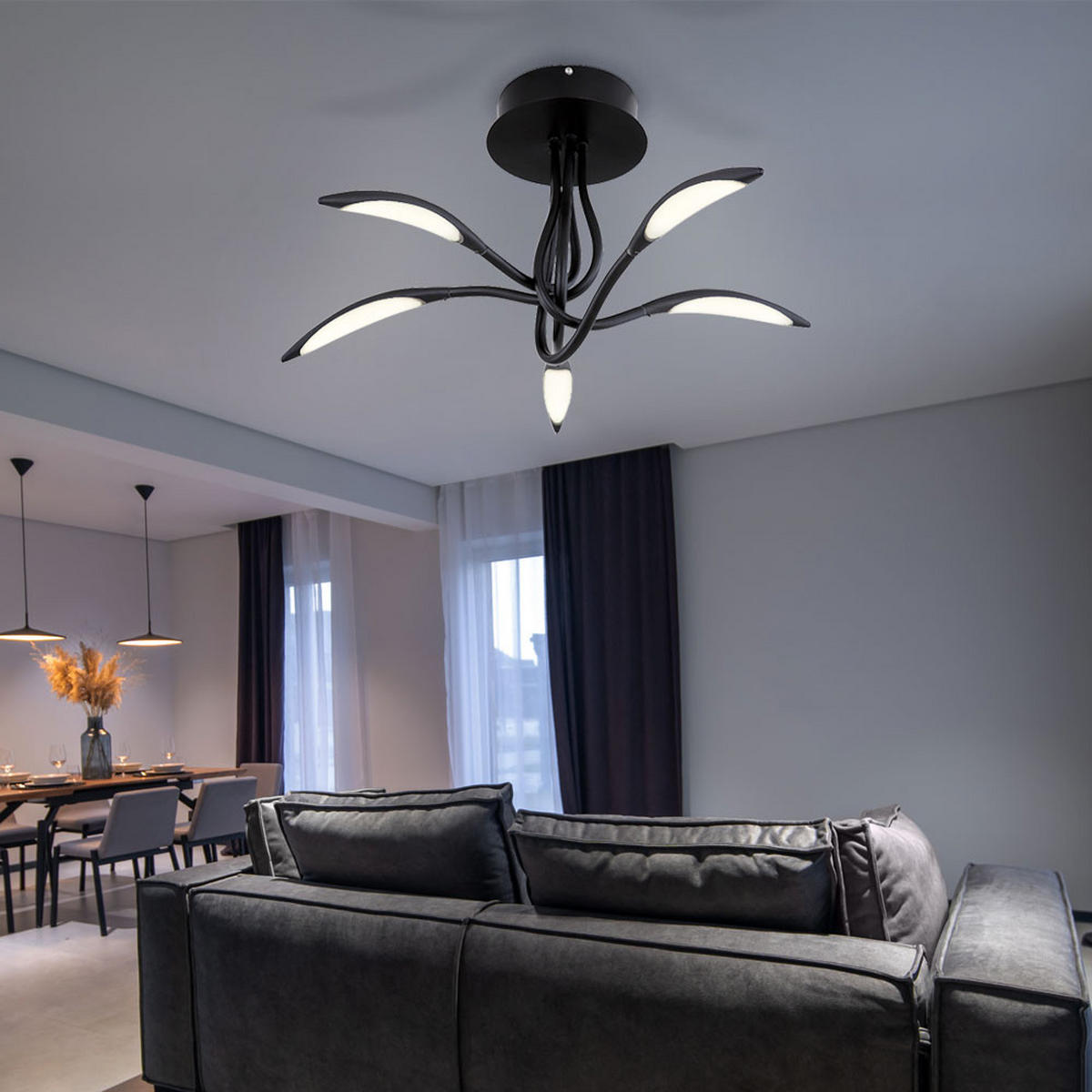 LED DECKENLEUCHTE KAELA Schwarz - Schwarz, Metall (68/68/33cm) - Globo Lighting