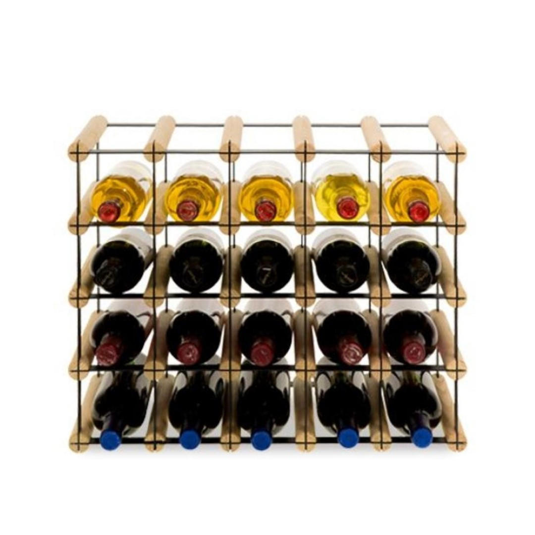 WEINREGAL Vinotega Mod Metal 42,5x52,5x24,5 cm 5x4 Flaschen Massives Kiefernholz Natur - Naturfarben, Holz (52.5/42.5/24.5cm) - PROREGAL
