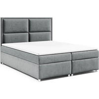 BOXBETT mit Bettkasten Trinity K-11 Bonellfederkern inkl. Topper - Grau, Holz/Holzwerkstoff (160/200cm) - Best For Home