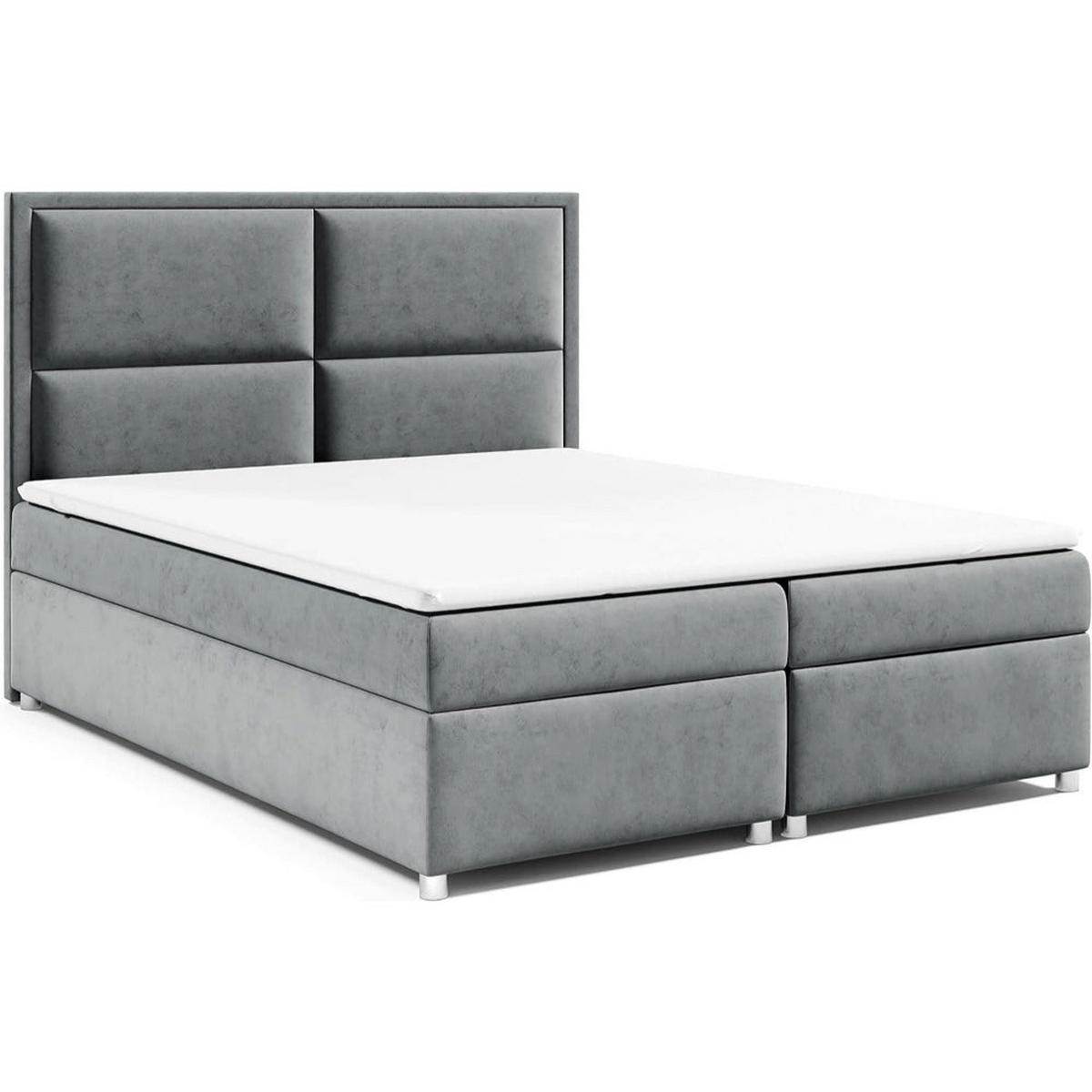 BOXBETT mit Bettkasten Trinity K-11 Bonellfederkern inkl. Topper - Grau, Holz/Holzwerkstoff (160/200cm) - Best For Home